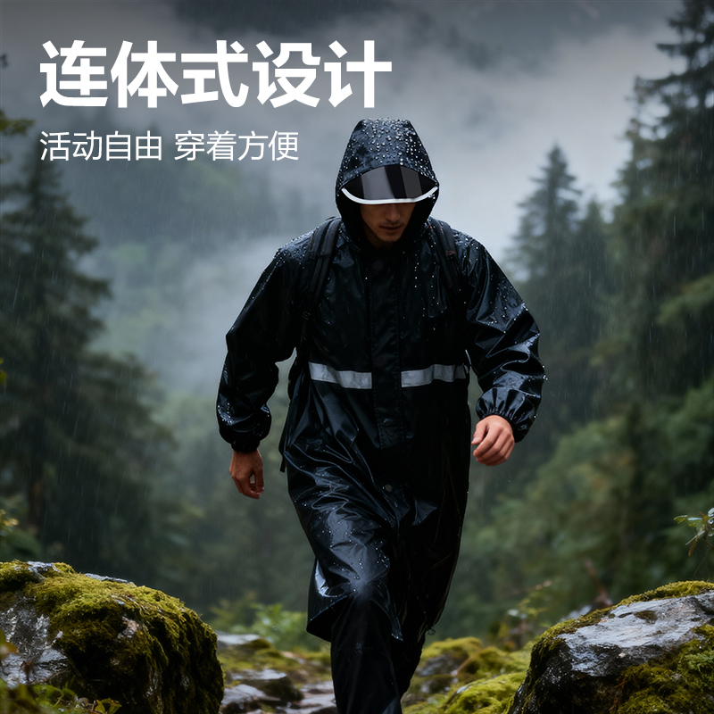 纵横LQ633牛津布连体雨衣-均码(黑)(1件/袋)