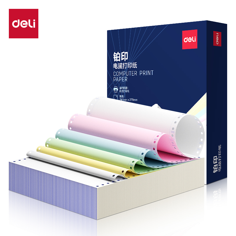纵横铂印BYL241-6电脑打印纸(1/3CS彩色撕边)(800页/盒)
