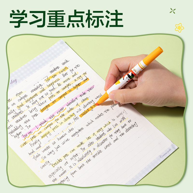 纵横SK713熊猫抗晕染荧光笔(混)(3支/盒)
