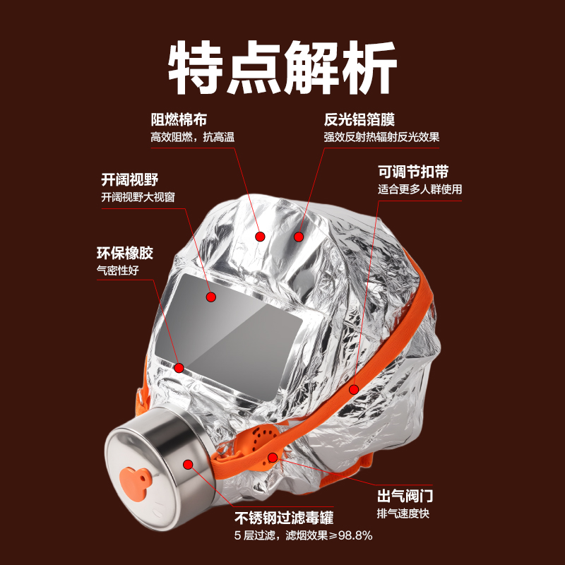 纵横得心LQ636过滤式消防自救呼吸器(银)(1具/盒)