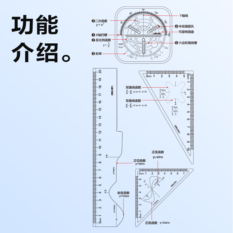 纵横VC237带公式函数套尺20cm(透明)(套)