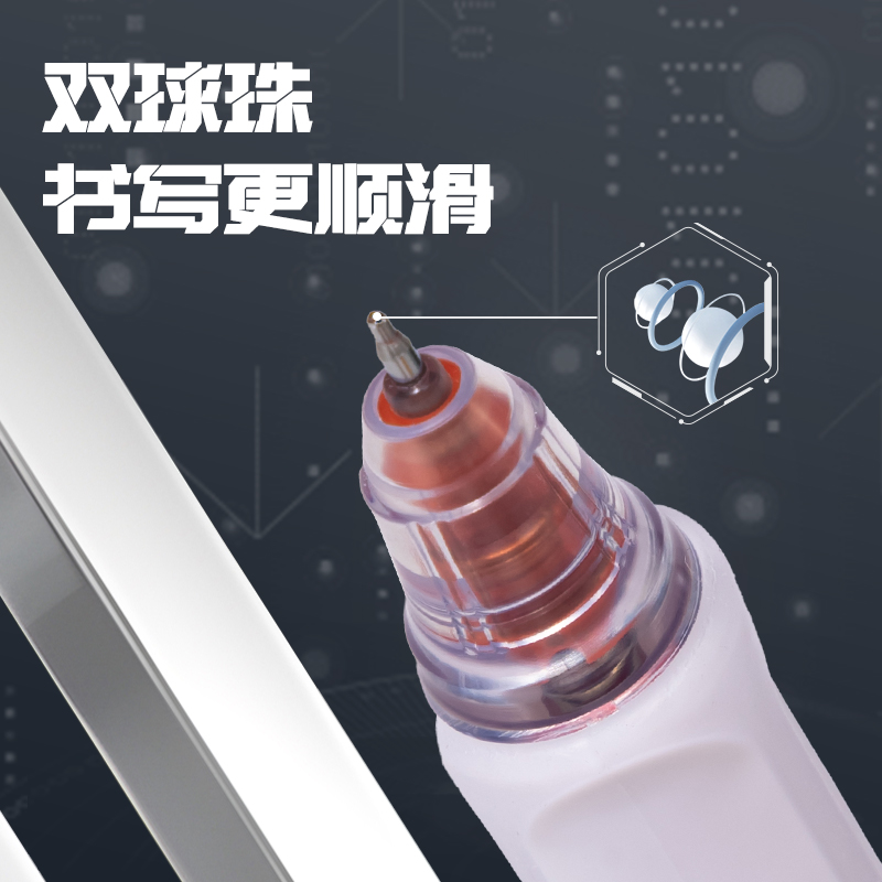 纵横SA620速干按动常规中性笔0.5mm双珠ST头(红)(5支/盒)