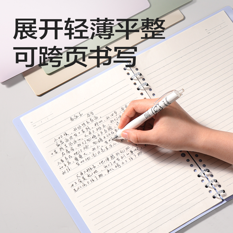 纵横HB5-32三孔可开合活页本PP壳(莫兰迪-绿)(本)