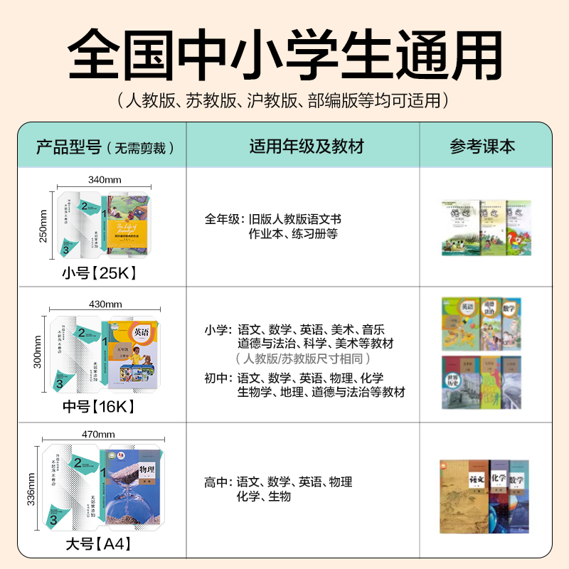 纵横VM432-25K抖音真透明分段贴包书膜(混)(套)