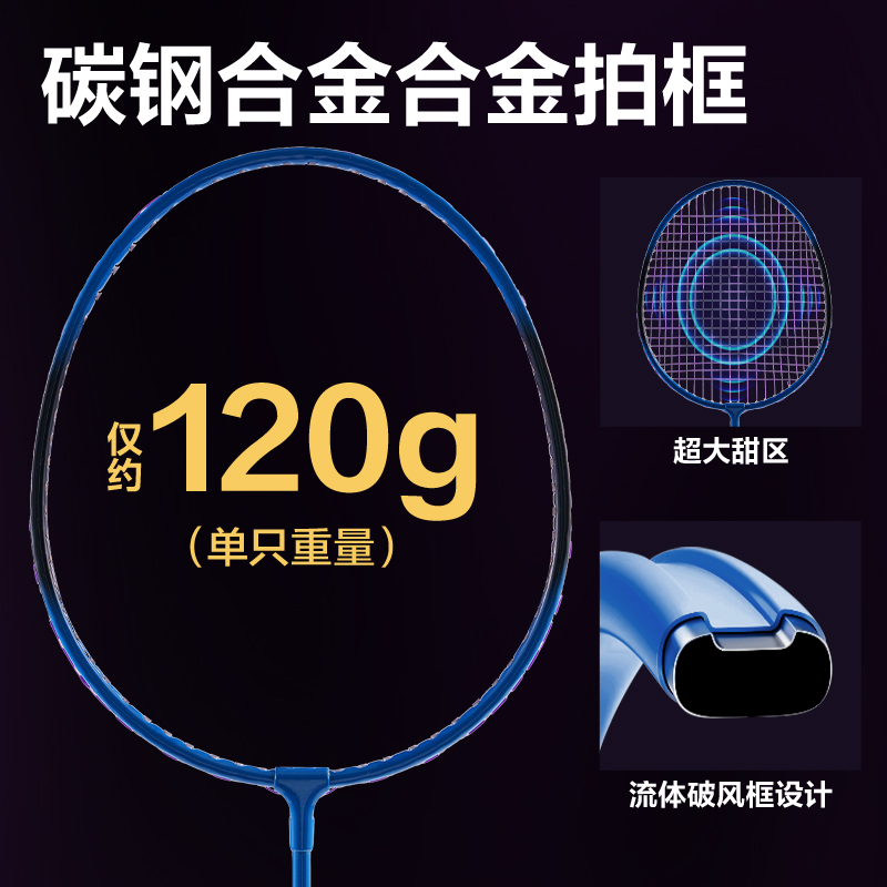 安格耐特FH145考满分考试碳钢合金羽毛球拍(对拍)(带3球)(混)(付)