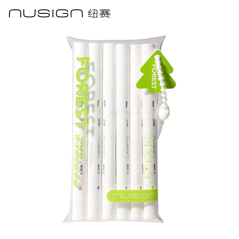 纽赛NS720-F目愈森林双头叠色荧光笔（混）（6支/袋）