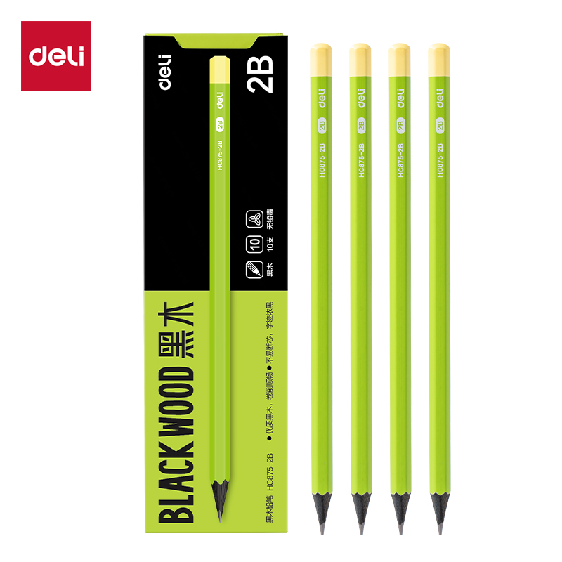 纵横HC875-2B六角黑木绿杆书写铅笔2B(绿)(10支/盒)