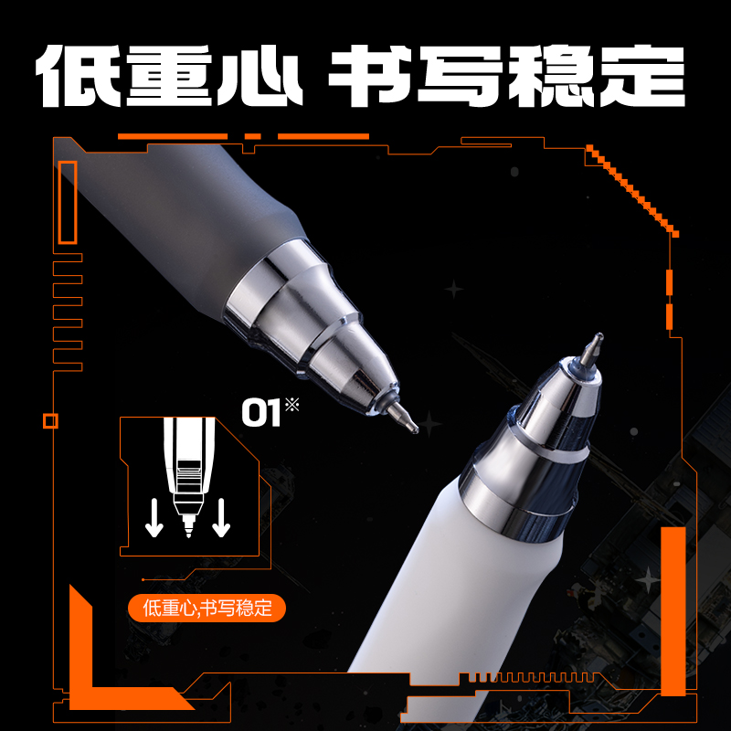 纵横SA417-3速干按动中性笔0.5mm双球珠ST头(黑)(3支/盒)