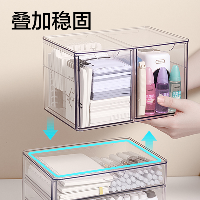 纵横XDM231双抽屉收纳盒(透明)(盒)