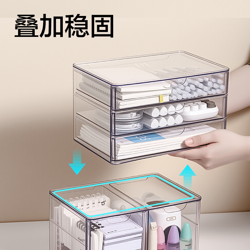 纵横XDM230三层抽屉收纳盒(透明)(盒)
