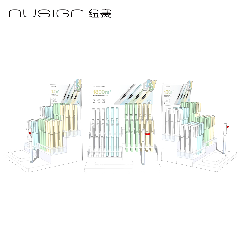 纽赛NS765-SG EASY大容量速干直液笔展架套装(黑)(72支+1支/套)