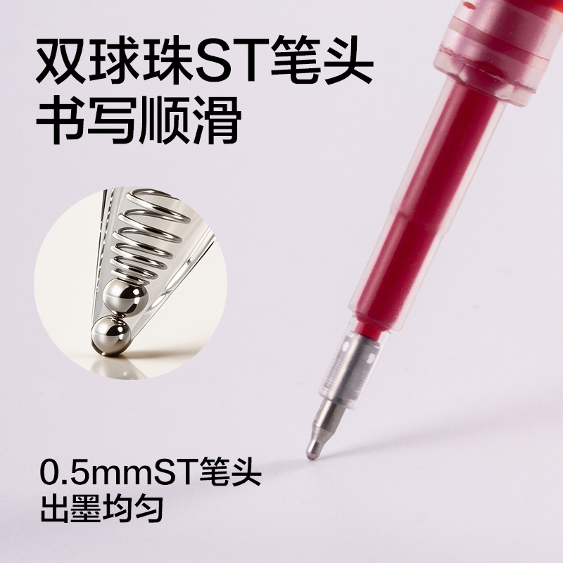 纵横SE272刷题寓意类按动中性笔替芯0.5mm双球珠ST头(红)(支)