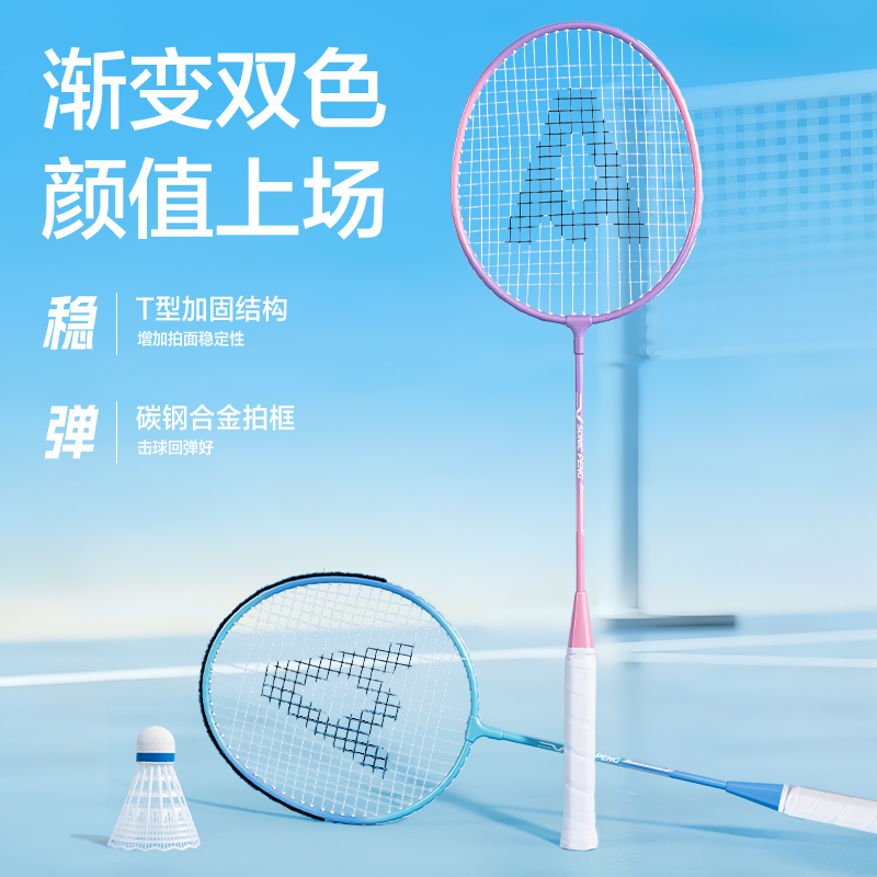 安格耐特FH149碳钢合金羽毛球拍-轻松捡球款-带3球(混色)(付)