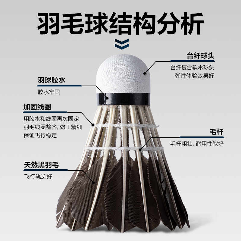 安格耐特FH180-3羽毛球-黑羽(3只/筒)(黑)(筒)
