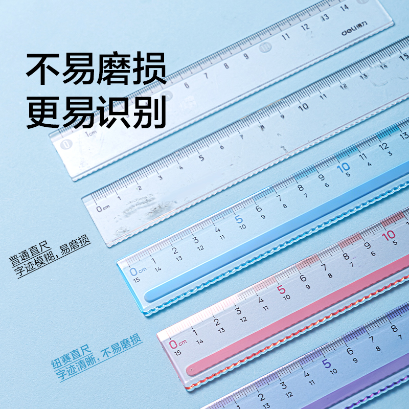 纽赛NS095-1防滑易拾取直尺-15cm（蓝色）（把）