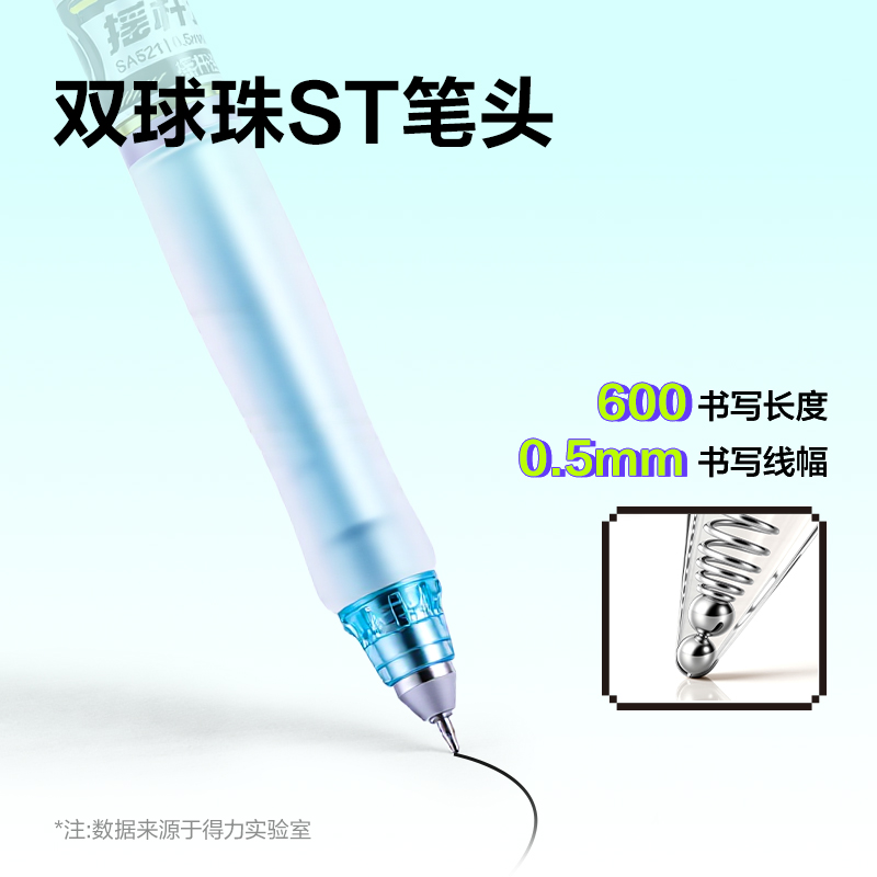 纵横SA521摇杆出芯中性笔0.5mm双球珠ST头(3支/盒)