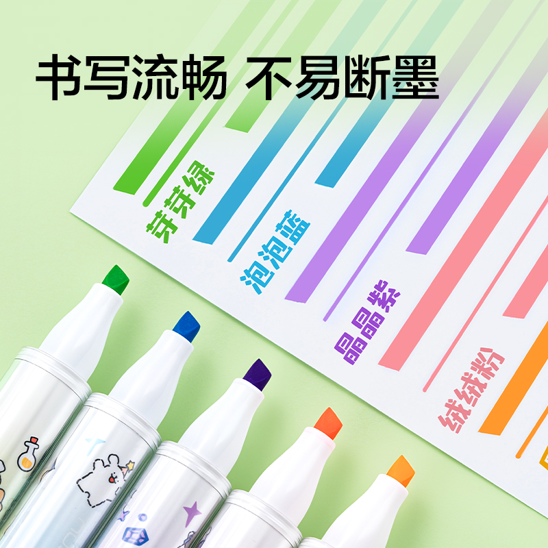 纽赛NS718-D线条小狗香味荧光笔(混)(5支/盒)