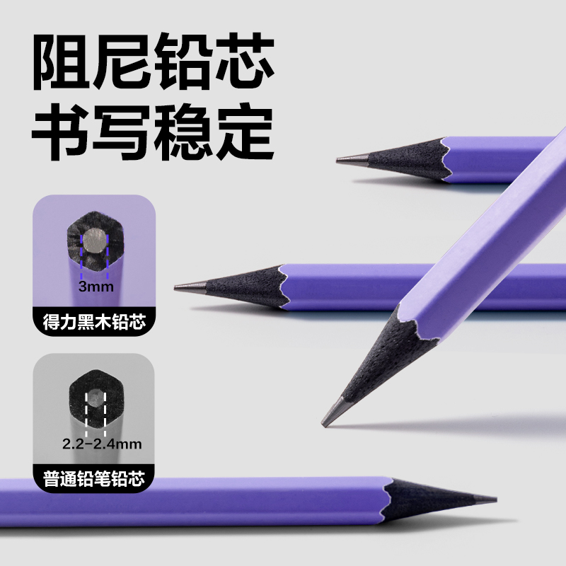 纵横HC55-HB控笔大师六角杆黑木书写铅笔HB(混)(10支/盒)