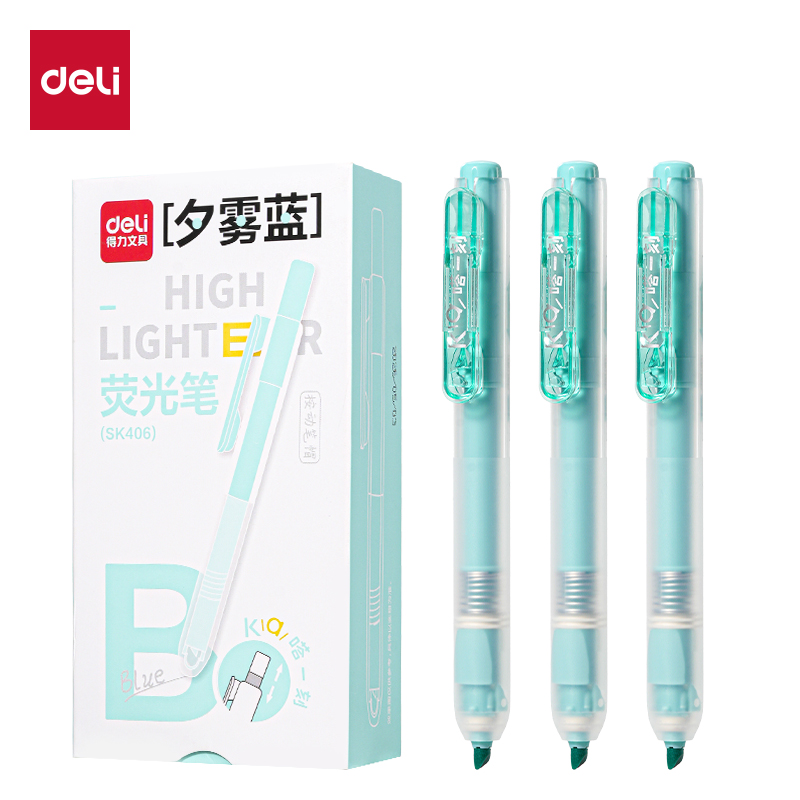 纵横SK406按动荧光笔马卡色系(支)(夕雾蓝)