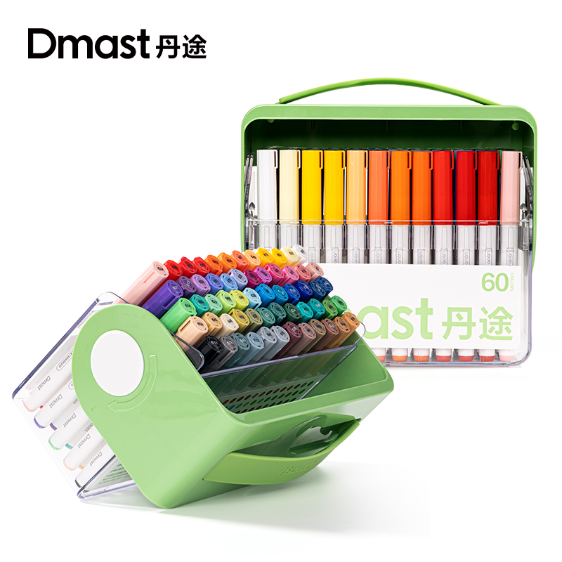 dmast丹途RM6-60PET盒直液式软绘丙烯马克笔(混)(60色/盒)