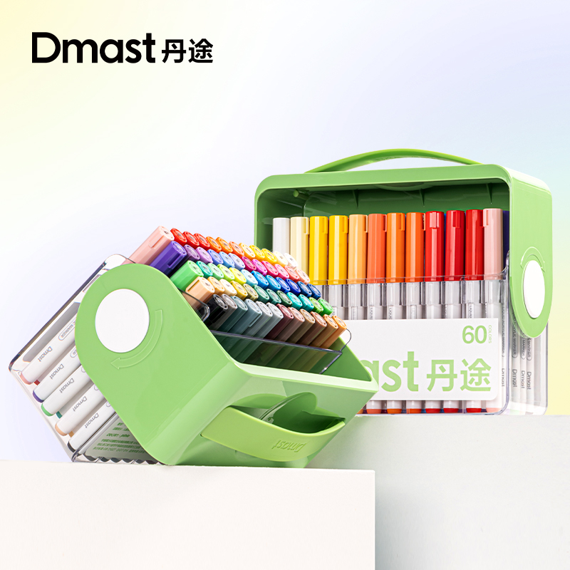 dmast丹途RM6-60PET盒直液式软绘丙烯马克笔(混)(60色/盒)