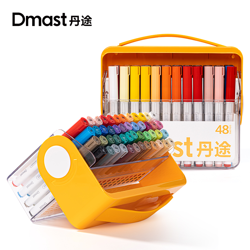 dmast丹途RM6-48PET盒直液式软绘丙烯马克笔（混）（48色/盒）)
