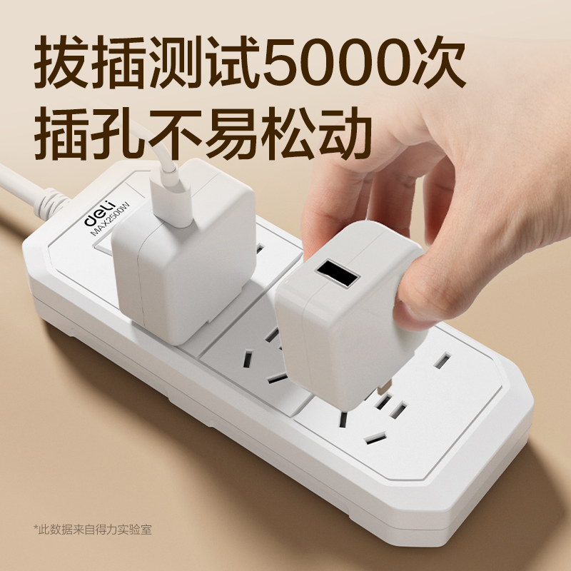 纵横LU4033(2.7)延长线插座_3+3_2.7米_PE袋(白)(个)