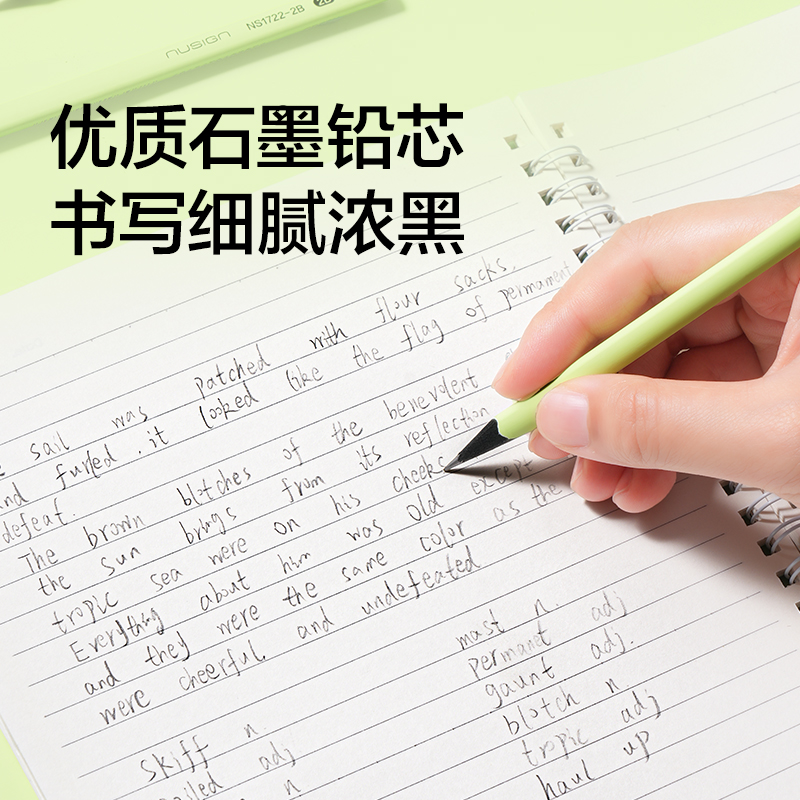 纽赛NS1722-2B三角绿杆黑木纽赛铅笔2B(混)(10支/盒)