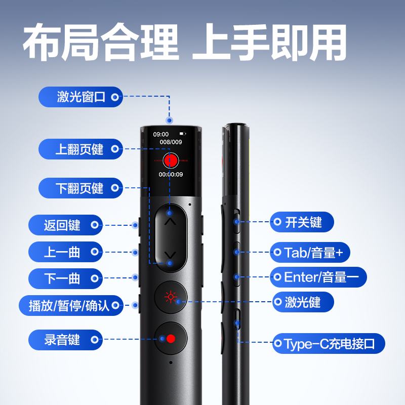 纵横MP132-W AI录音翻页笔(深灰)(支)