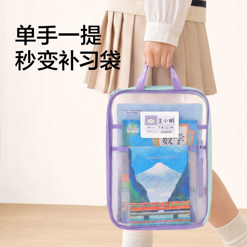纵横PP196_A4_L型学生网纱拉链袋(紫)(综合)(个)