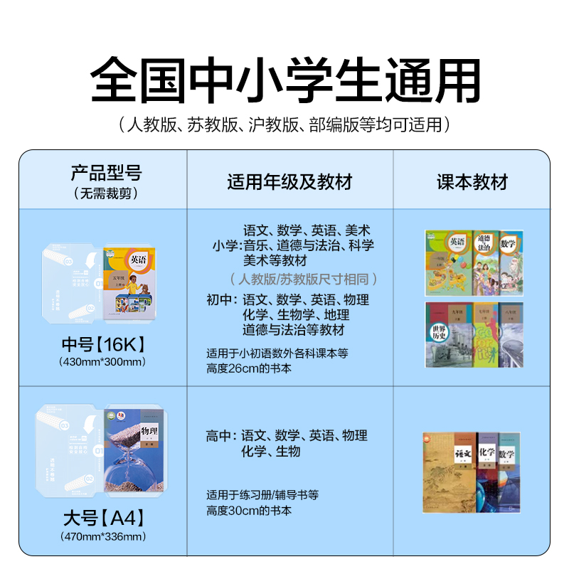纵横VM230S-16K真透明分段贴包书膜10张(混)(包)