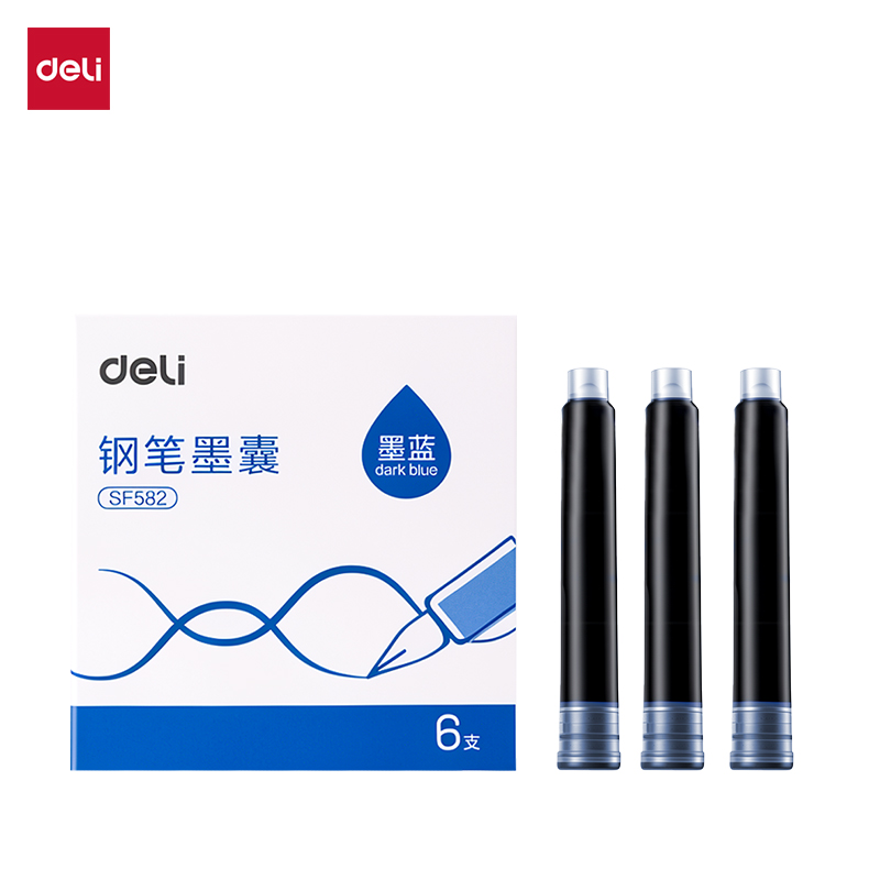 纵横SF582学生钢笔墨囊(墨蓝)(6支/盒)