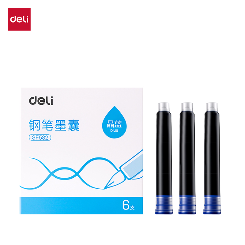 纵横SF582学生钢笔墨囊(晶蓝)(6支/盒)