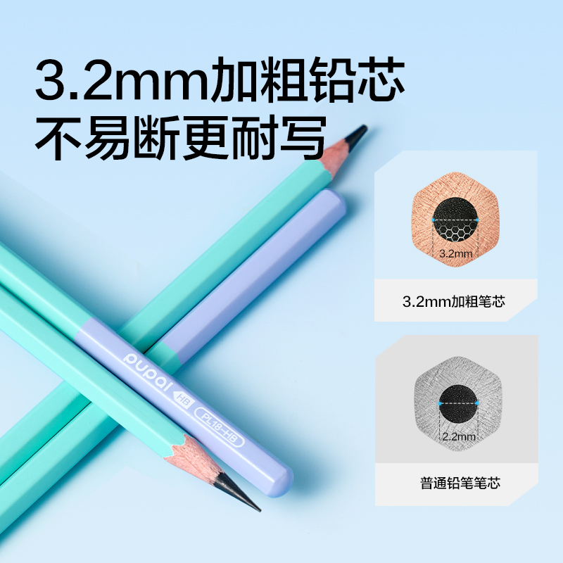 纵横PL18-HB步乐防脏手六角杆书写铅笔HB(混)(10支/盒)