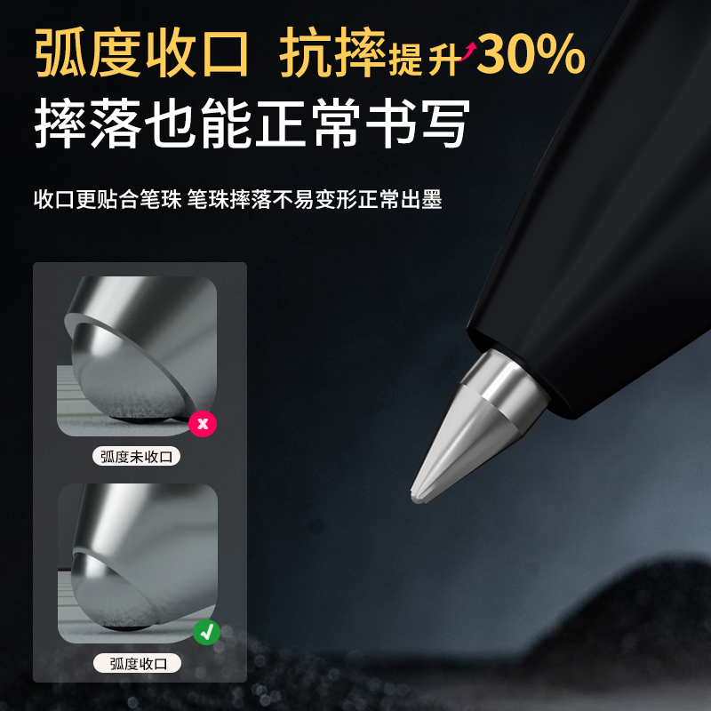 纵横S01Pro-12弧度收口按动中性笔0.5mm子弹头(黑)(支)